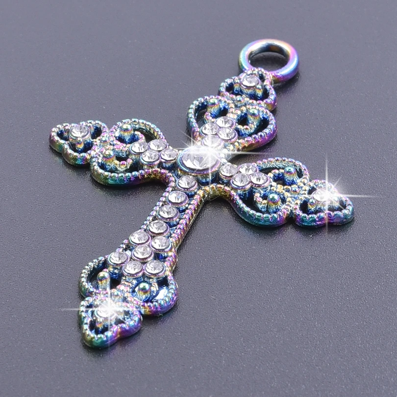 5PCS Classic Rhinestone Cross Charms Pendant Accessories Customied Jewelry Making Earring Necklace DIY Craft  For Gift Friend