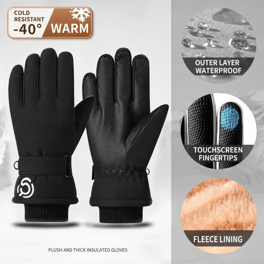 Windproof Skiing Gloves Cold-proof Thickened Snowboard Gloves Water Resistant Full Palm Outdoor Cycling gloves for Men Women