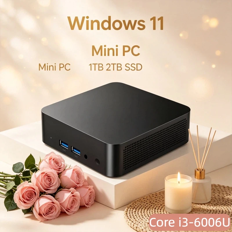 

Sleek Core i3-6006U Windows 11 Pro Mini PC 32GB RAM WiFi6 BT5.2 1TB/2TB SSD 4K HD Office Gaming PC 3 Years Warranty