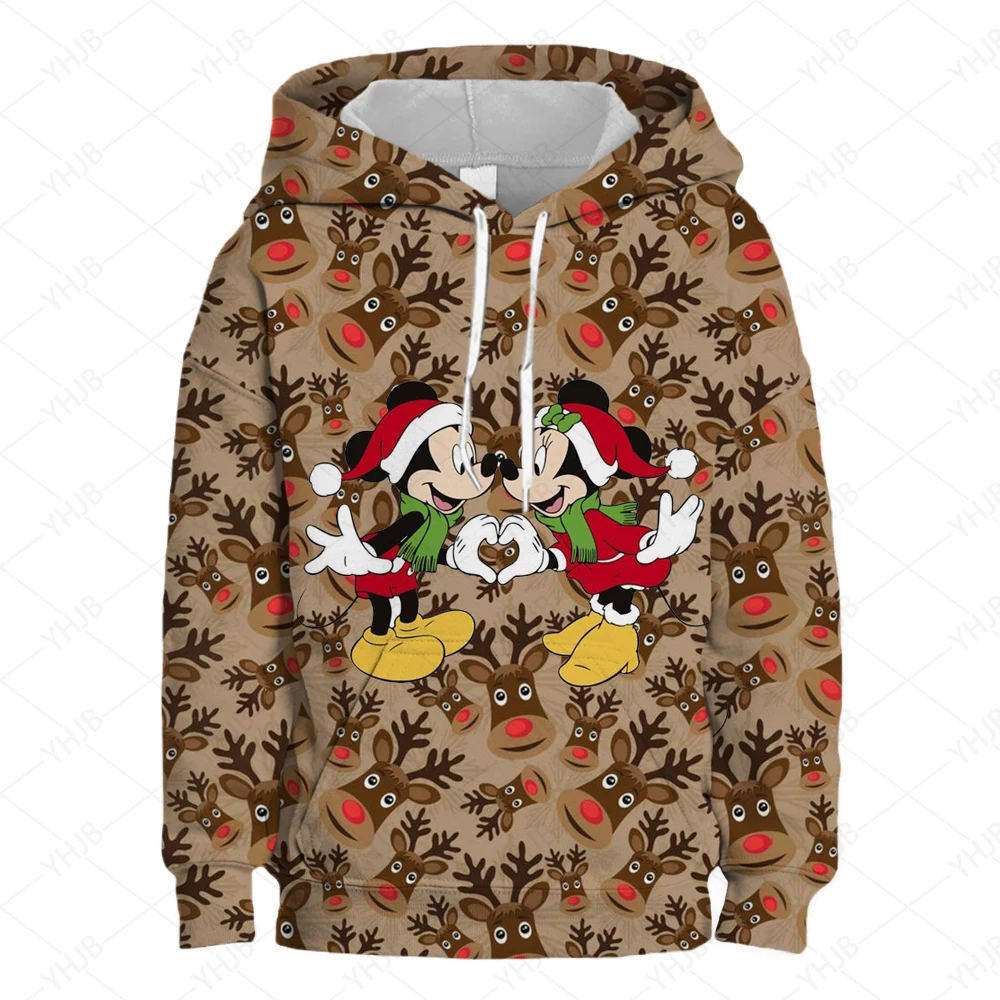 Disney Stitch Christmas Hoodie Children's Hoodie Cartoon Print Lilo&Stitch Spring and Autumn Children's Sportswear