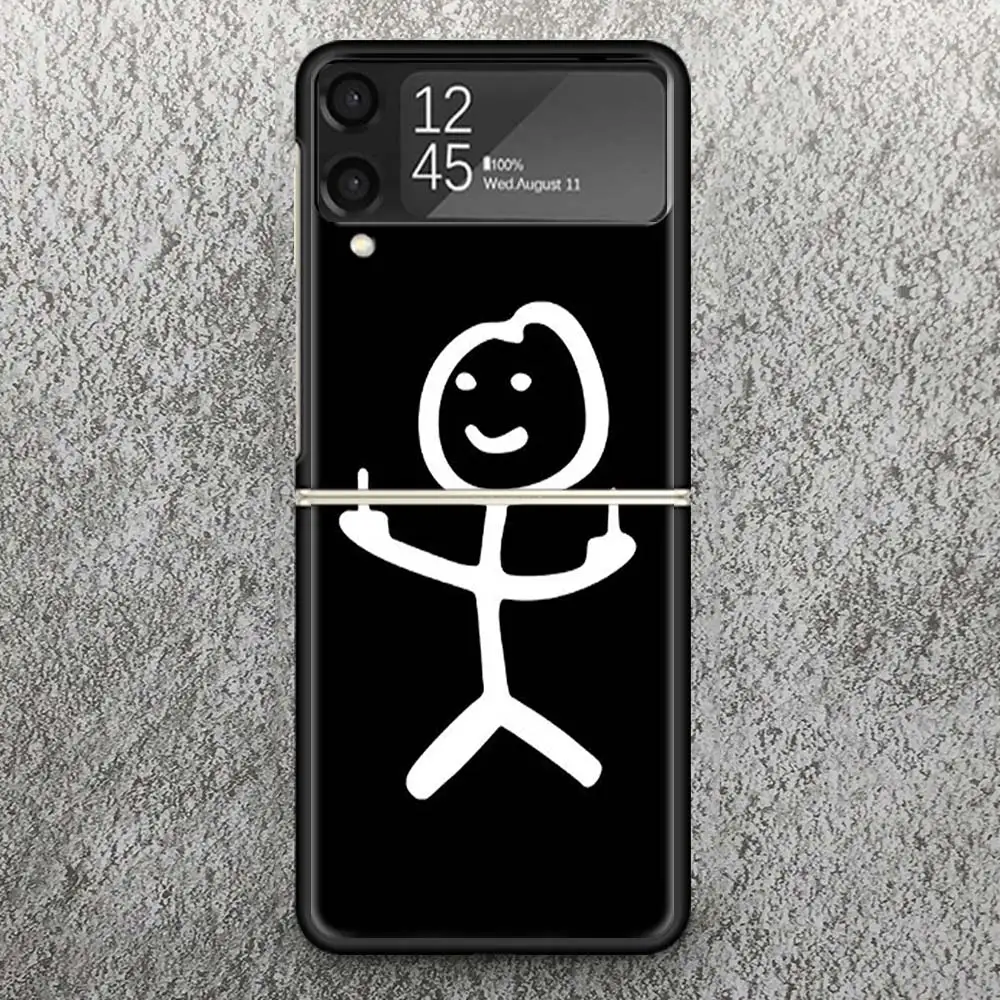 Cartoon Stickman Matchman Zflip4 Zflip5 Phone Case For Samsung Z Flip3 Flip4 Flip5 5G ZFlip 4 5 3 Cover Cellphone Shell Fundas