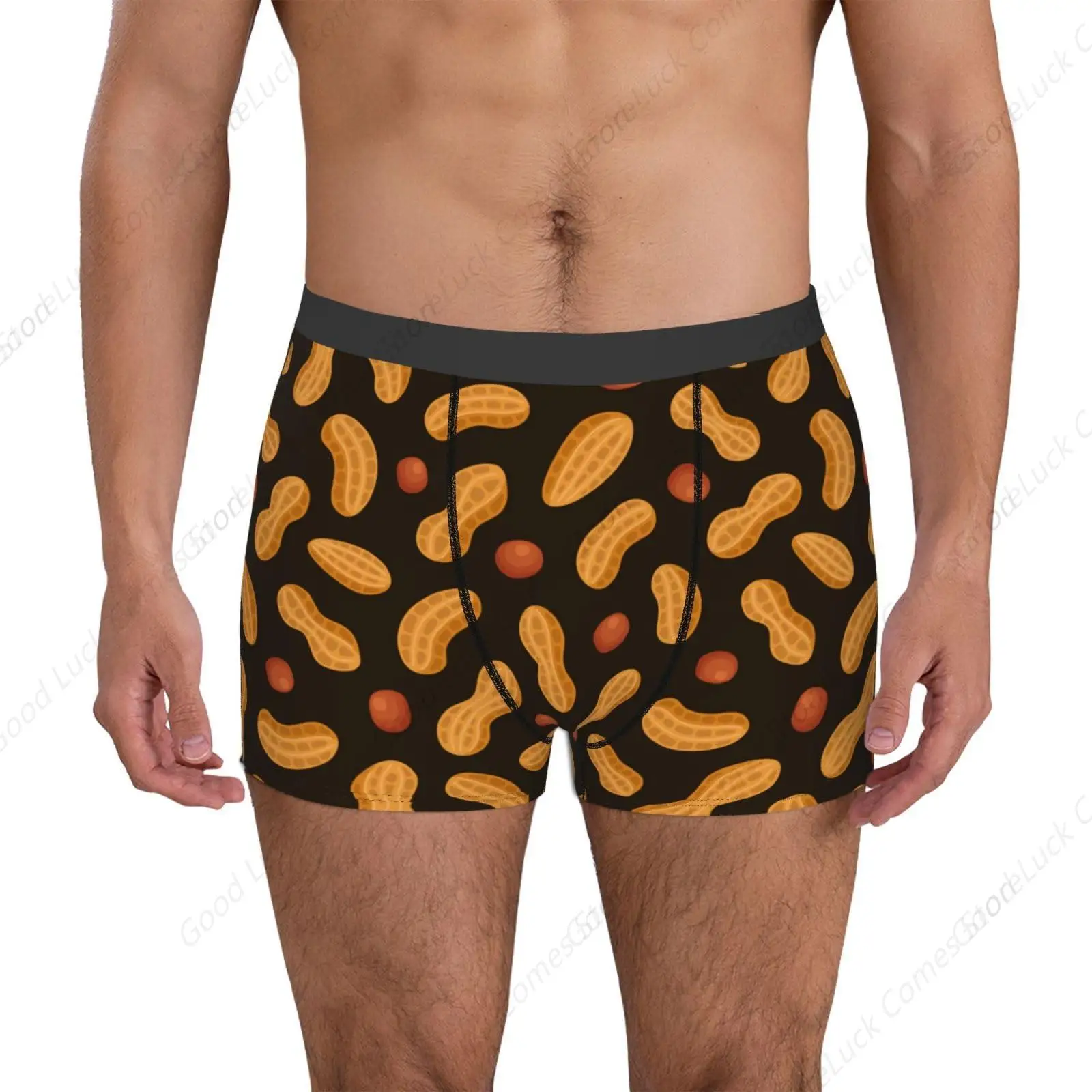 Peanuts Print Underwear For Men Comfy Cozy Holiday Boxer Briefs Black