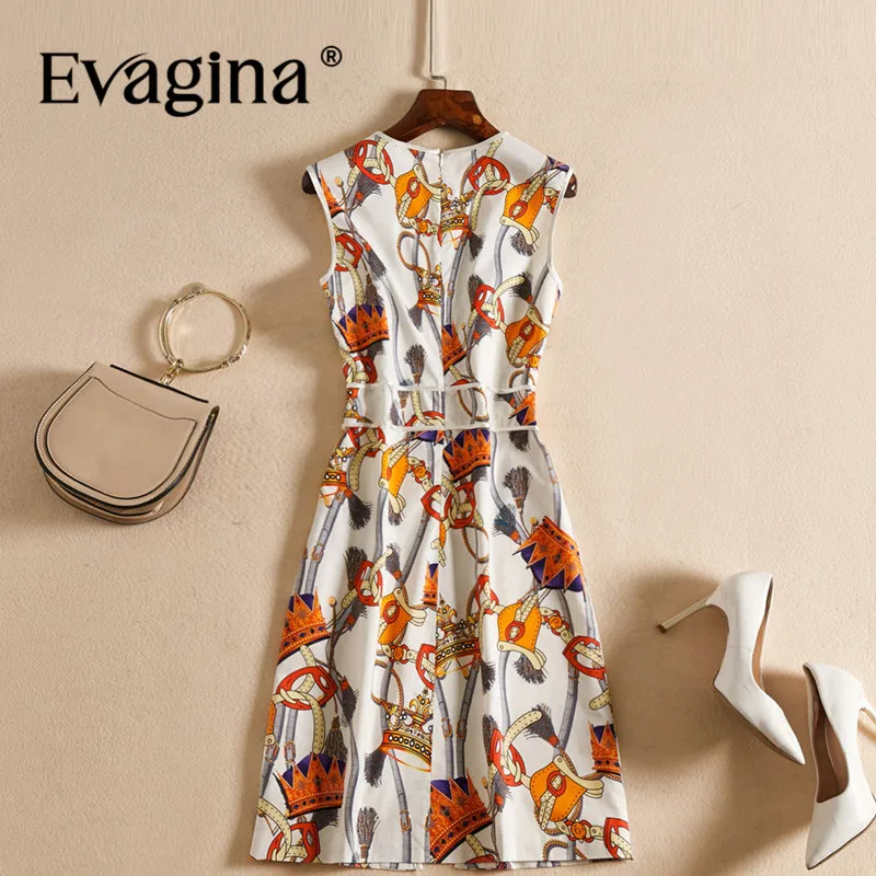 Evagina Striped Print Mini Dress 2024 Spring Summer New Women's Sleeveless Streetwear Holiday S-XXL  A-Line Dresses