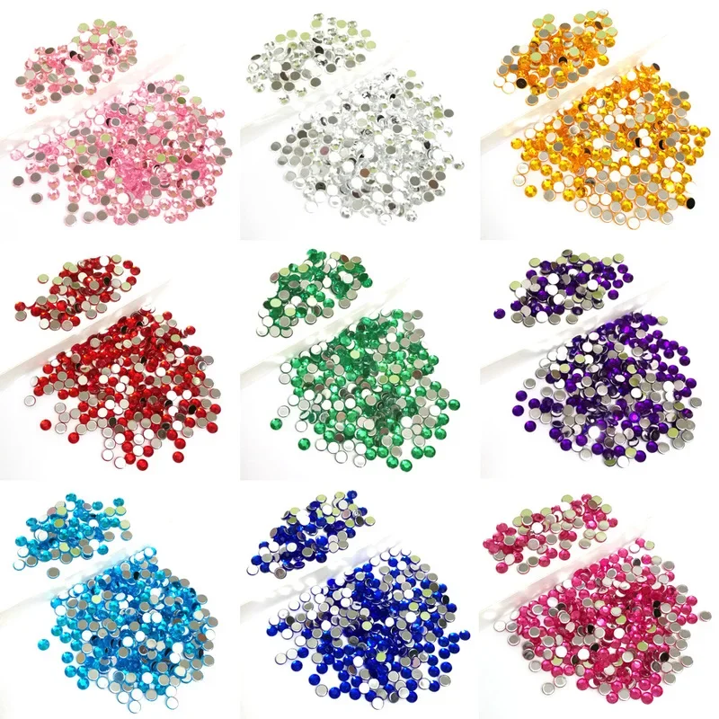 3/4/5/6/7/8/10mm Faceted Round Flat Back Acrylic Rhinestone Gems Loose Diamante Crystal Stones for Nails and Crafts #300609