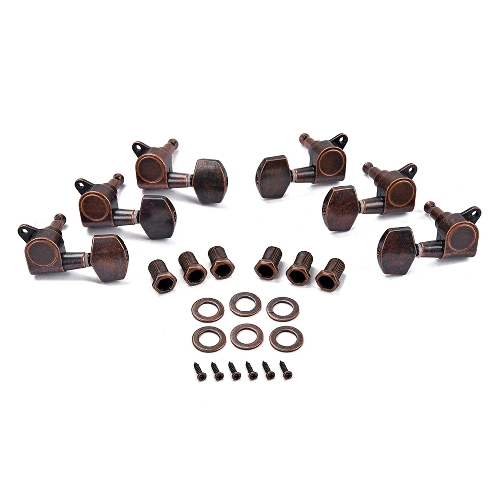 

Retro Guitar Tuning Pegs Sealed Locking Machine Heads Coffee Finish Replacement for Acoustic Electric Guitars with Ferrules