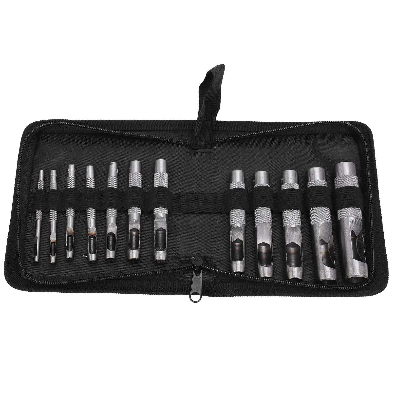 

12pcs Belt Hole Puncher Set Carbon Steel Leather Hollow Punch MultiFunction Hand Tools 316mm