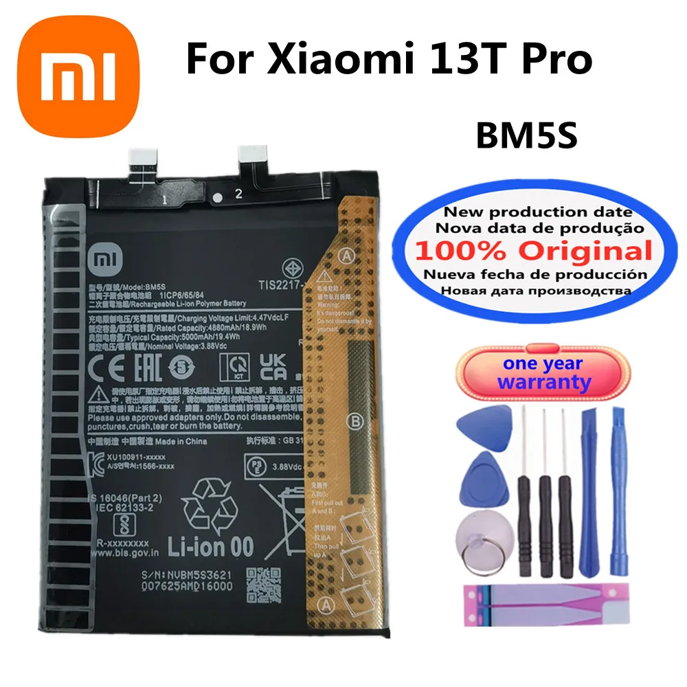 

Оригинальный аккумулятор BM5S для Xiaomi Redmi K60 Ultra/Mi 13T Pro, сменные аккумуляторы 5000 мАч