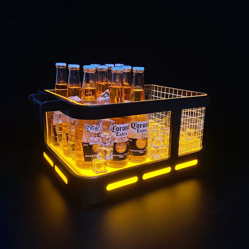 

LED luminous beer bucket ice double wrought iron paint acrylic ice bar KTV champagne bucket ice bucket