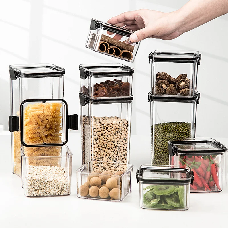 1 Stück versiegelter Getreidebehälter, Küchenaufbewahrung, transparenter Kunststoffbehälter in Lebensmittelqualität, Snack-Trockenwaren, Tee-Aufbewahrungsbehälter, Kaffee