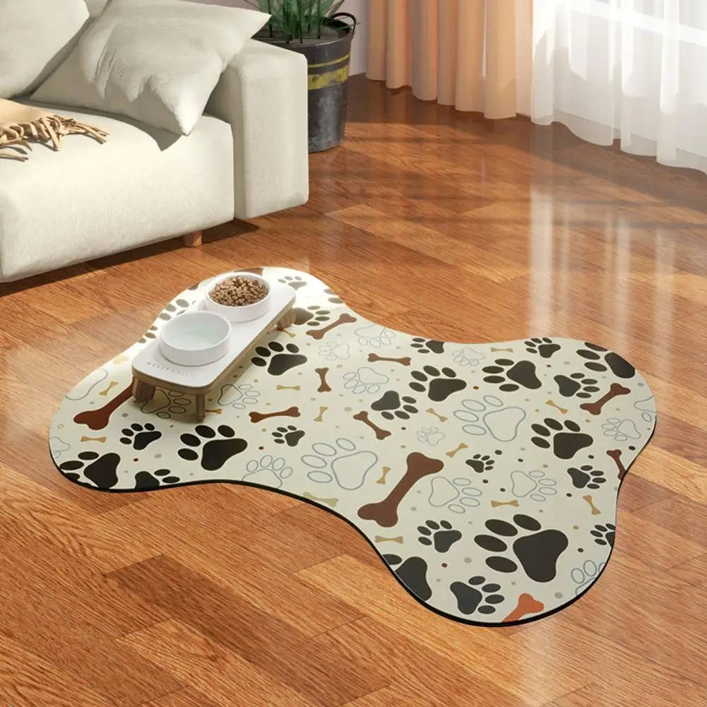 Cute Pet Mat Water-absorbent Pet Mat Absorbent Pet Feeding Mat for Dogs Cats Non-slip Food Cushion with Quick Dry for Pets