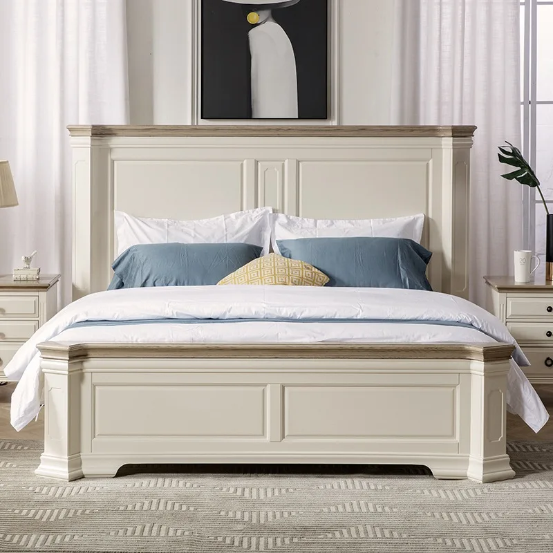 Bed master bedroom double full solid wood villa large apartment log furniture atmospheric wedding bed