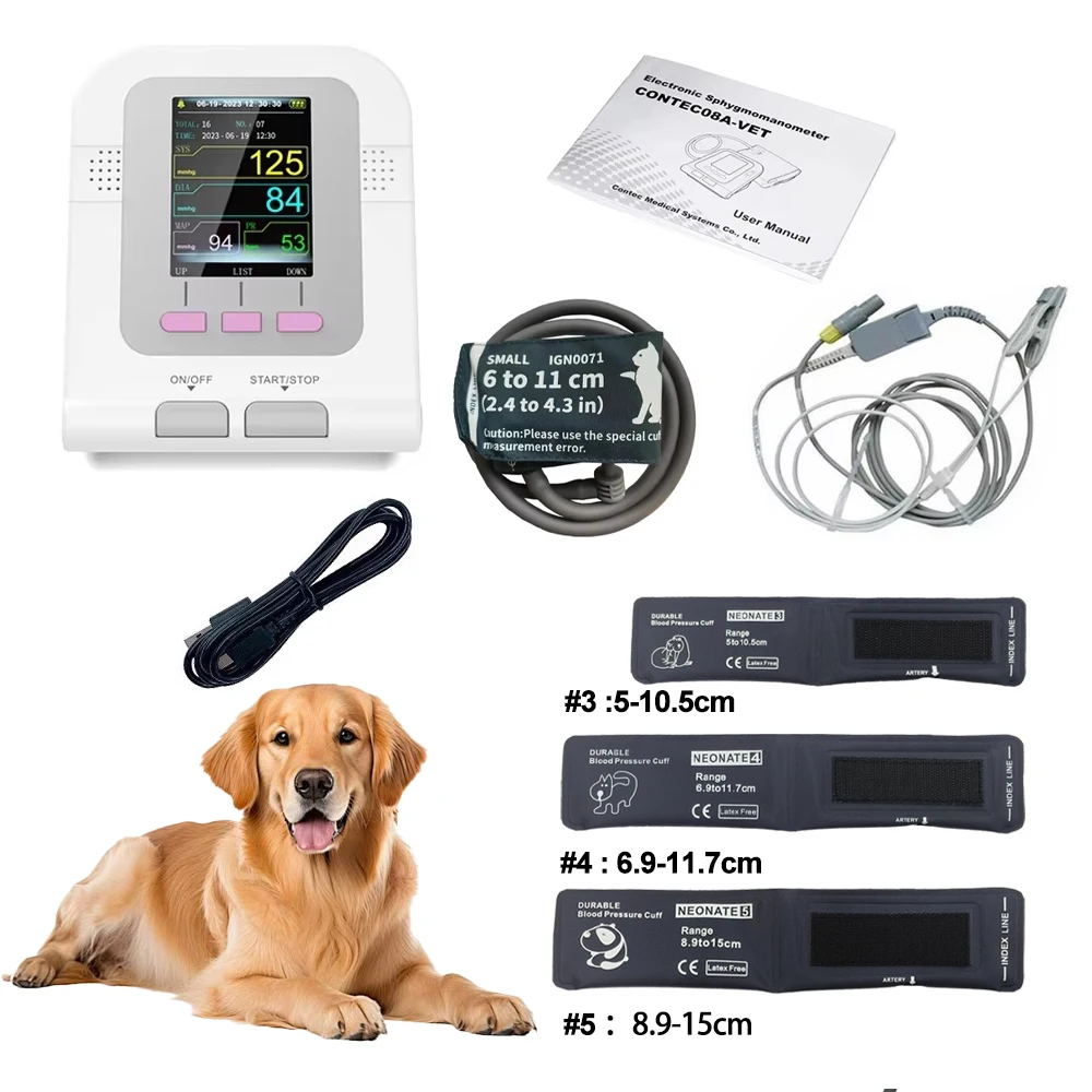 Contec08a Dierenarts Gebruik Elektronische Sfygmomanometer Digitale Bloeddruk Veterinaire Dierenarts Gebruik Monitor Hond Kat Paard Etc