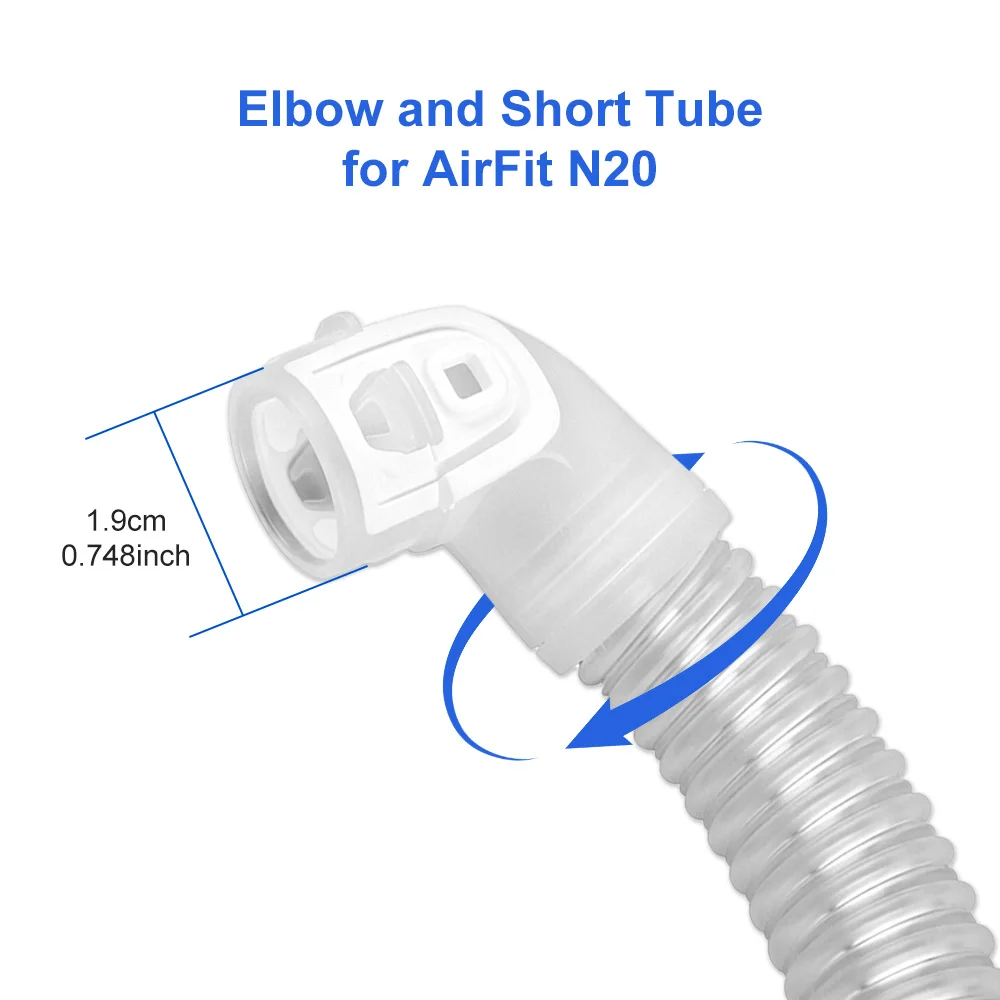 1/2PCS Replacement Elbow And Short Tube for Airfit/Airmini N20 Connector, Swivel Tubing for Tangle-Free Use CPAP Supplies