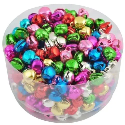 100 500 1000Pcs ผสมสีสันเหล็กโลหะลูกปัดคริสต์มาส Jingle Bells จี้ Charms สําหรับเครื่องประดับทํา DIY ตกแต่ง