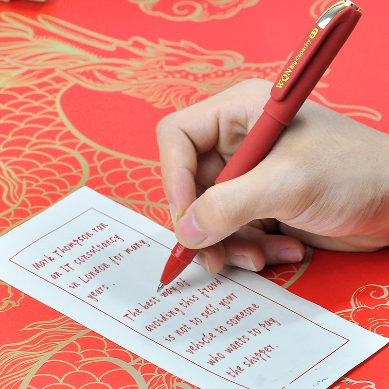 

WQN-3/6/12PCS High Quality Red Gel Pen Large Capacity 0.7mm Red Ink Writing Silky Smooth School Office Supplies