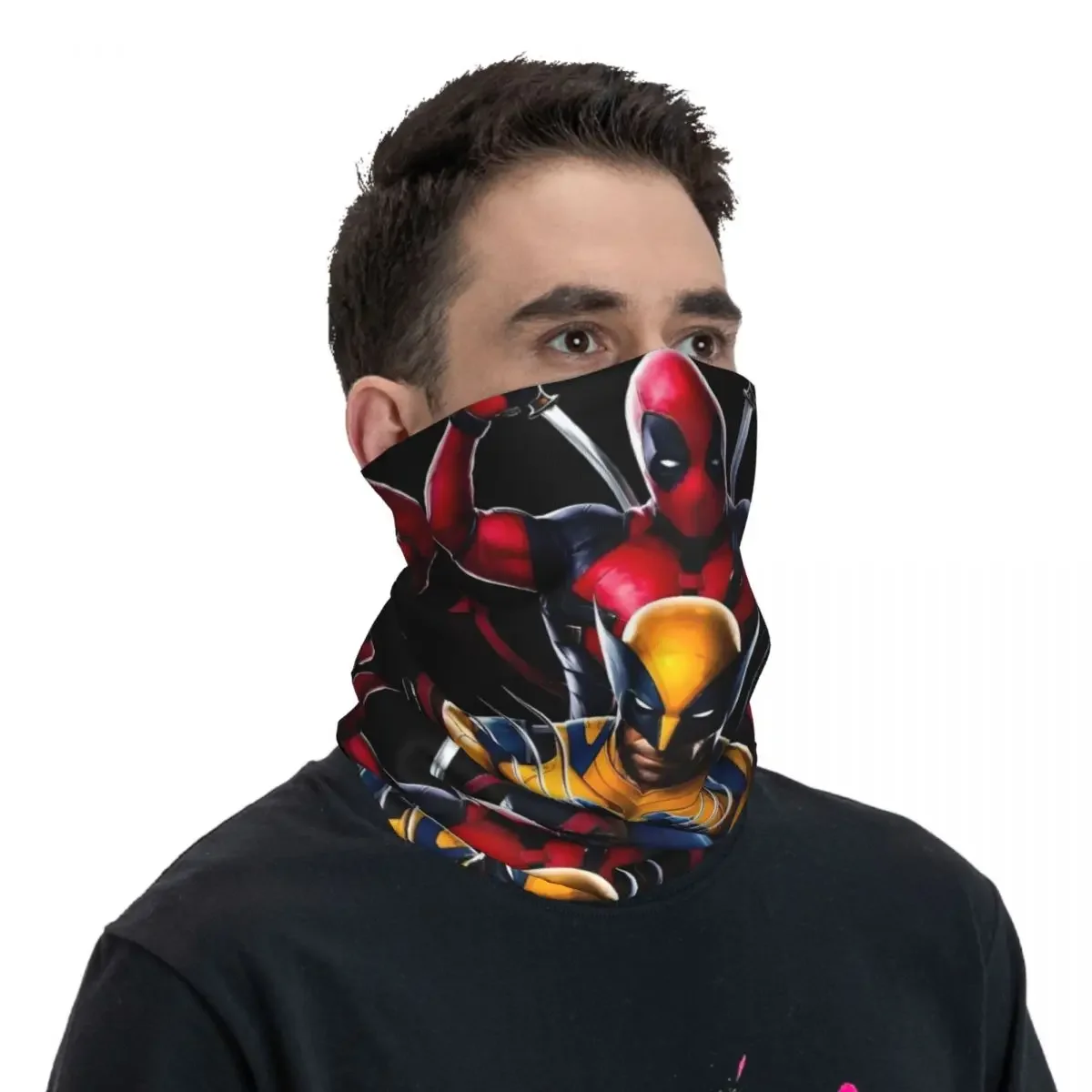 Deadpool & Wolverine & Bandana Film Gaiter leher Motocross wajah syal hiasan kepala dewasa dapat dicuci