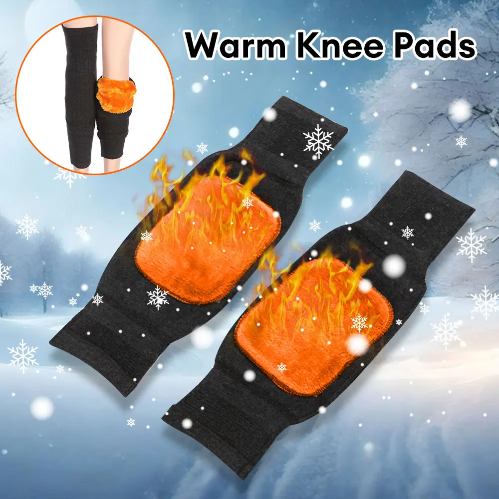 Thick Warm Wool Kneepad Leg Guard Cashmere Knee Protector Windproof Coldproof Leg Warmers for Women Men KneeCap Leg Sleeves