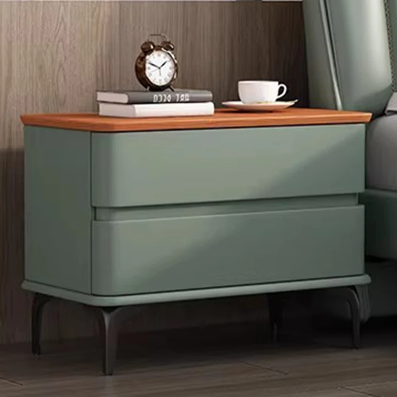 低装飾ベッドサイドテーブル寝室モバイル高級収納ナイトスタンド木製オーガナイザー引き出しホワイトメサデノーチェトレンディな家具