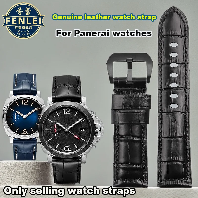 blue For Panerai PAM111 441 22mm 24mm 26mm High Quality Cowhide Leather Watch Strap Men Bracelet Crocodile patterned Watchband