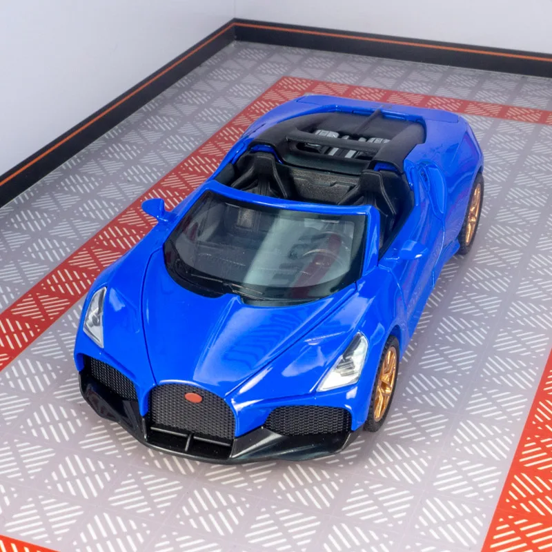 

1:32 simulation Bugatti alloy model, doors and hood can be opened suitable for collection and can be given as a birthday gift