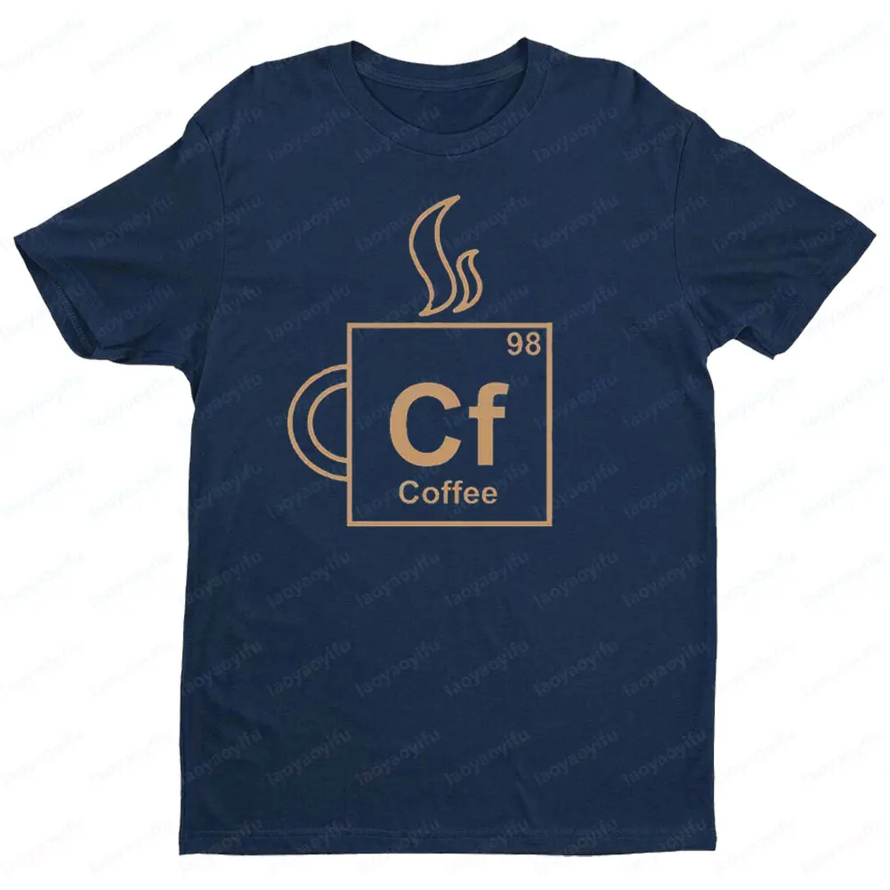 

Футболка с изображением кофе и периодической таблицы, забавная ретро креативная рубашка для любителей кофе, мужская и женская летняя хлопковая рубашка с круглым вырезом и коротким рукавом