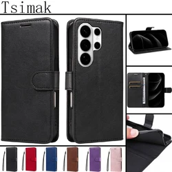 Leather Phone Case For Samsung S26 Ultra S24 FE S25 Plus S26 Edge Flip Wallet Card Cover for Galaxy A07 A17 A27 A37 A57 5G Case