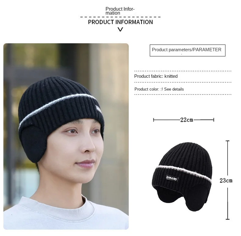 

Head Cap Hugger Toque Stocking Watch Men Winter solid-color Knitted Hats Men Woolen Hat Men Warm Fleece 2M65