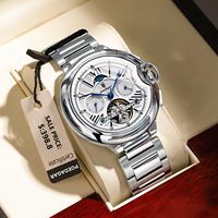POEDAGAR Fashion Automatic Mechanical Man Watch Date Week Waterproof Men Watch Tourbillon Stainless Steel Business Men's Watches