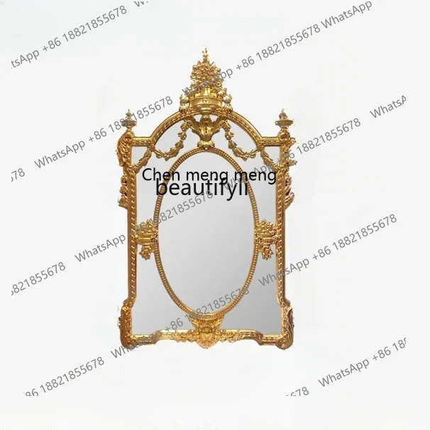 

182European Luxury Carved Mirror Makeup Mirror French Retro Mirror Fireplace High-End Decorative MirrorA