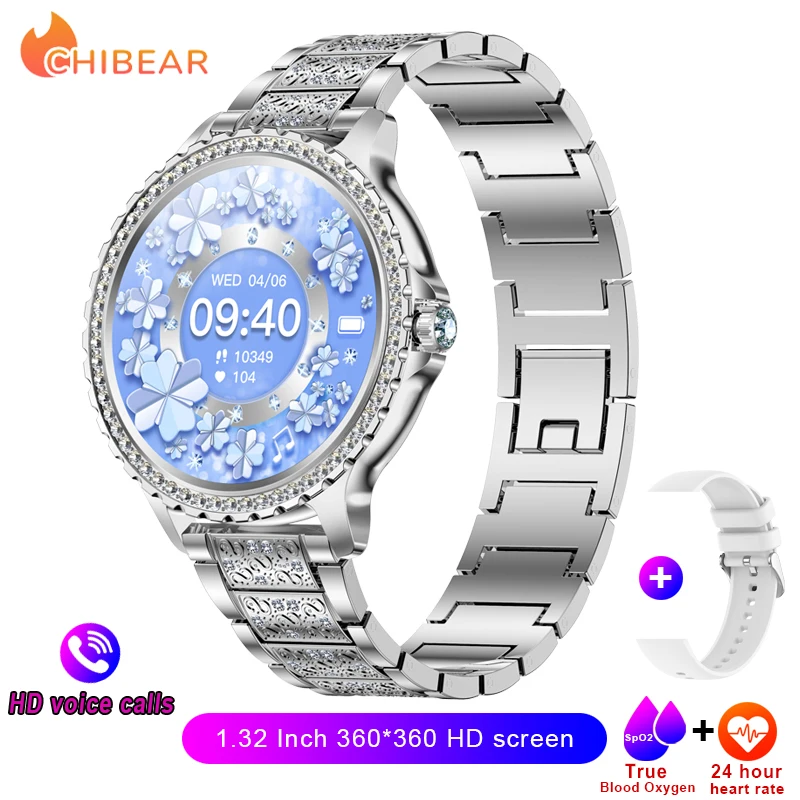 AMOLED-scherm Smart Watch Hartslag Bloed Zuurstof Mode Damesarmband 2023 Bluetooth Oproep Smartwatch Dames voor Android IOS