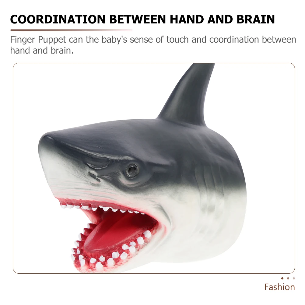 หุ่นนิ้วมือรูปฉลาม 2 ชิ้น สำหรับเด็ก หุ่นมือการ์ตูนสมจริง ของเล่นเสริมพัฒนาการ สร้างสรรค์ เหมาะสำหรับเล่นเล่านิทาน