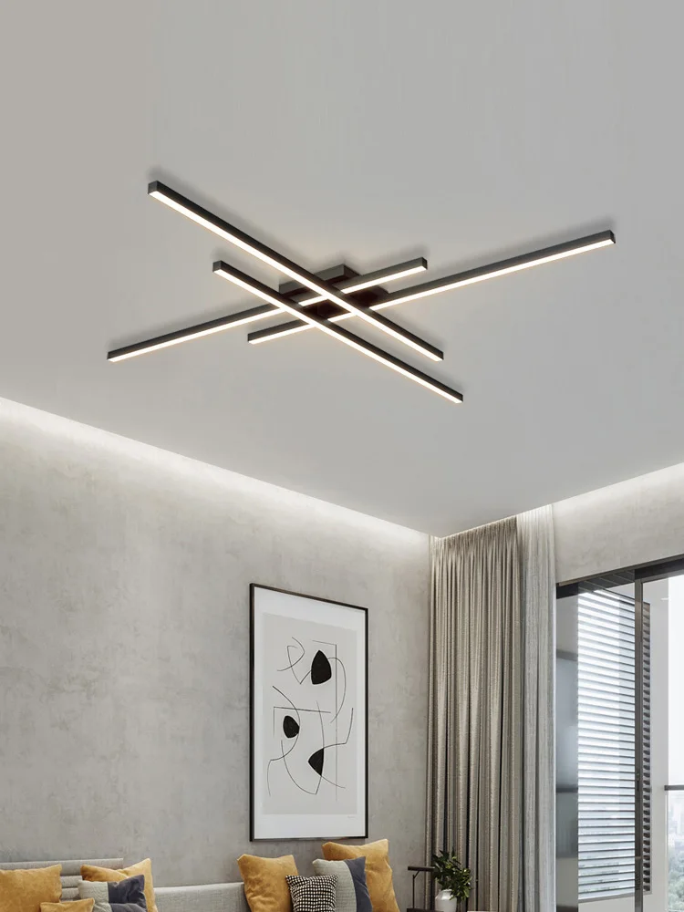 Black Chandelier Master Bedroom Lamps Living Room Lamp LED Ceiling Lamp Energy Saving Light Creative Guest Bedroom Strip Lights