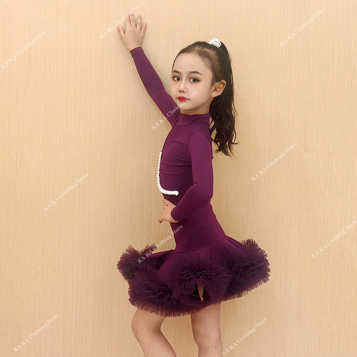 Salsa Latin Dance Dress Girls Samba Tango Dance Costume Girls Competition Ballroom Dress Standard Performance Clothes Child