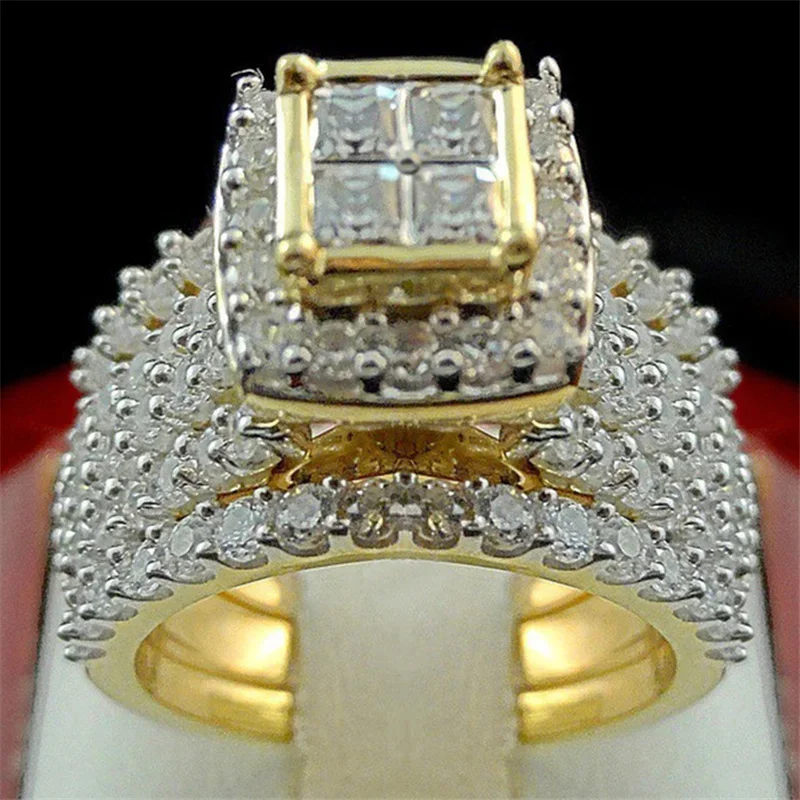 Milangirl Punk Full Zircon Puffed Marine Micro Paved Stone Rings For Men Hip Hop Iced Out Geometry Ring Cool Male Jewelry