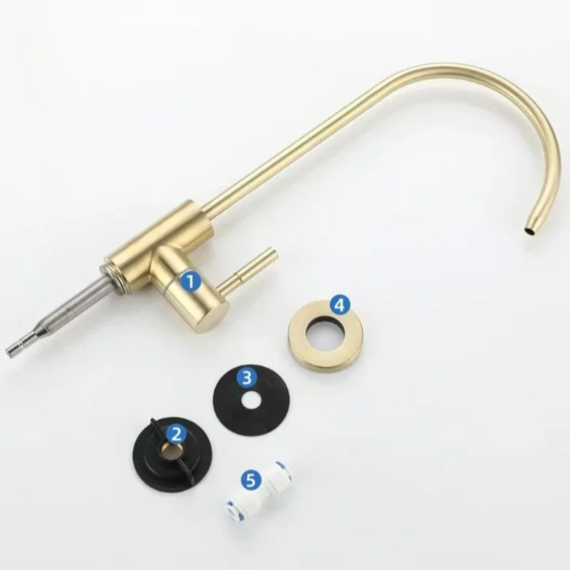 Kitchen Direct Drinking Water Purifier Faucet Single Cold Water Kitchen Faucet Stainless Steel Brushed Golden Tap