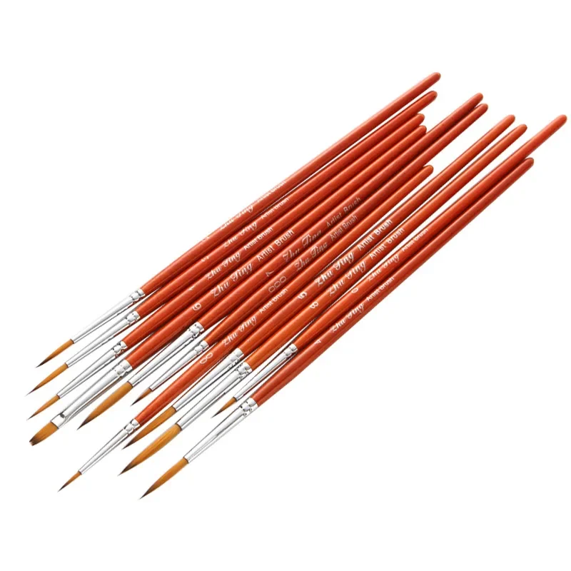 11pcs/set Professional Detail Paint Brush Fine Pointed Tip Miniature Brushes For Acrylic Watercolor Oil Drawing  High Quality