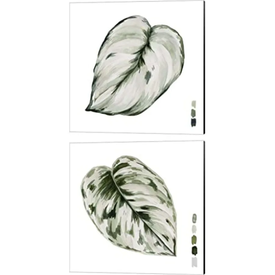 

Набор из 2 холстов с изображением листьев сциндапсуса, 14x14 дюймов, с принтом зеленых растений, настенный декор, современный декор для дома, гостиной, спальни