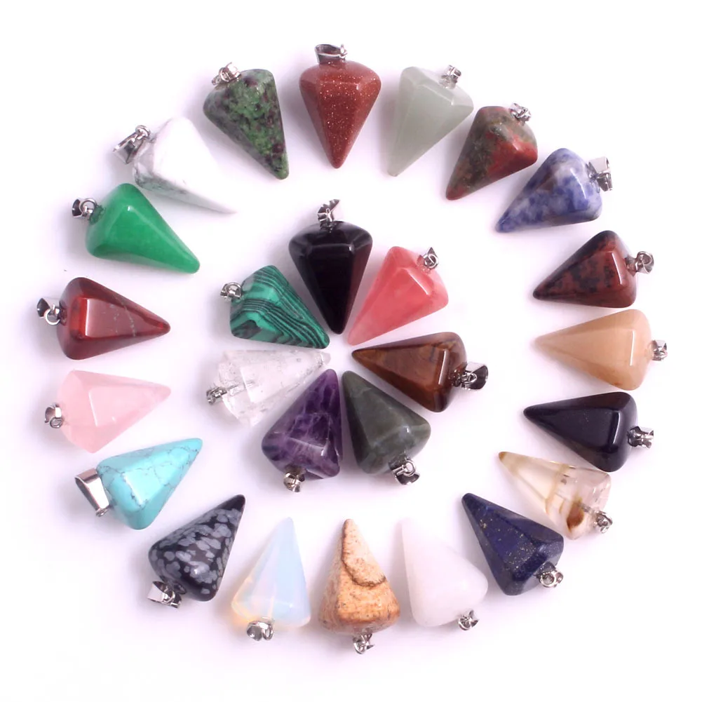 Wholesale 30pcs/Lot Bulk Natural Stone Pendant Hexagonal Prism Bullet Quartz Point Healing Charm For Necklace Jewelry Making