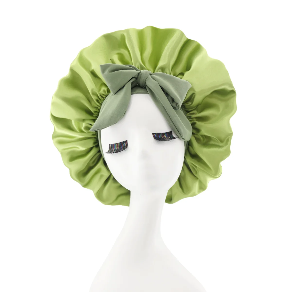 Satin Sleeping Cap Imitation Silk Nightcap Satin Hat Bow Sleeping Lady Adjustable Curly Hat