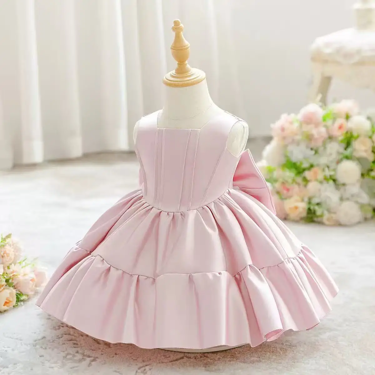 New Children's Formal Dress Back Bow Dress Girls' Western-style Wedding Flower Girl Princess Dress