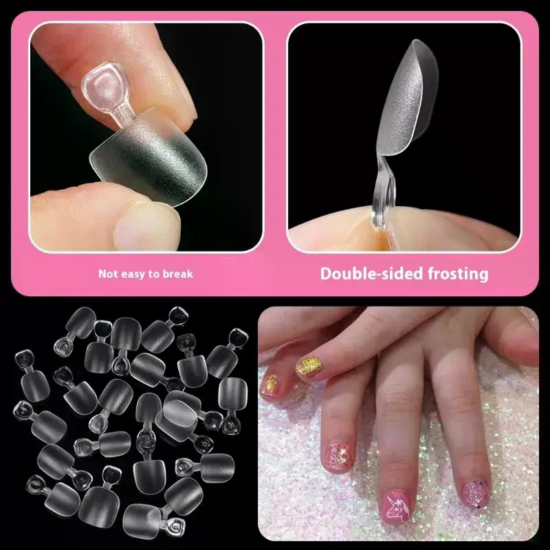 100PCS Kids False Nails Press On Nails Coffin Artificial Nails Clear Fake Nail Tips For Extension Manicure Tool
