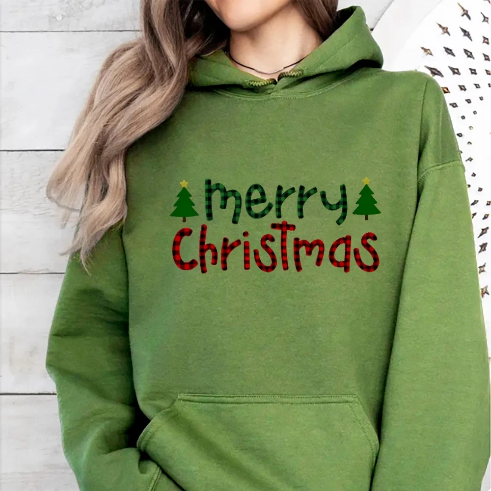 Merry Christmas Puff Hoodie Christmas 2025 Long Sleeve Top Women's Pullovers Retro Hoodies Womens Mens Streetwear Sweatshirt