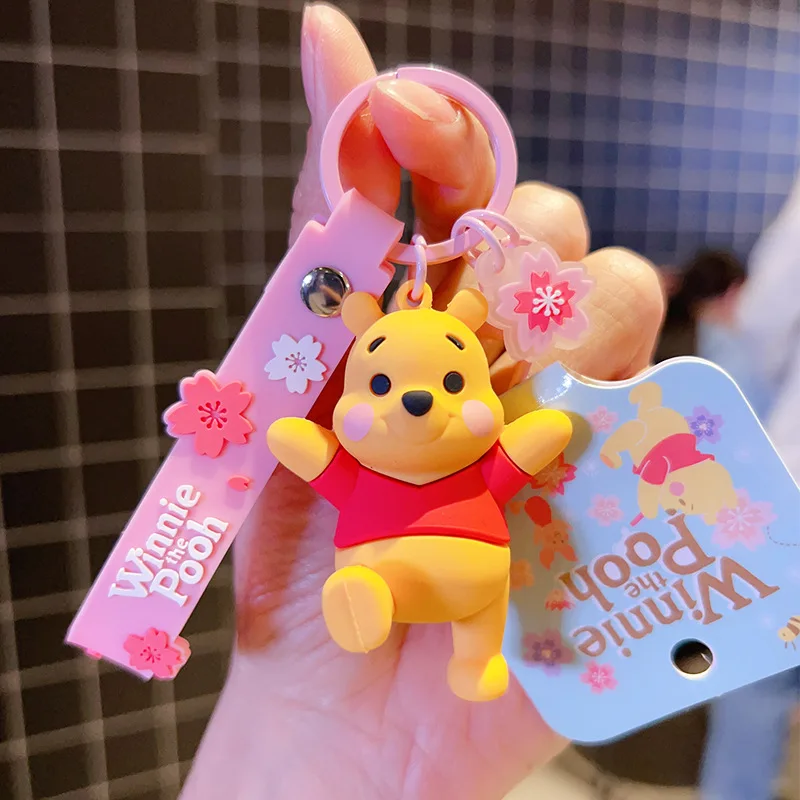 Pooh Bear Keychain Cartoon Winnie the Pooh Cute Doll Keyring Fashion Couple Bag Ornament Key Chain Car Pendant Gift