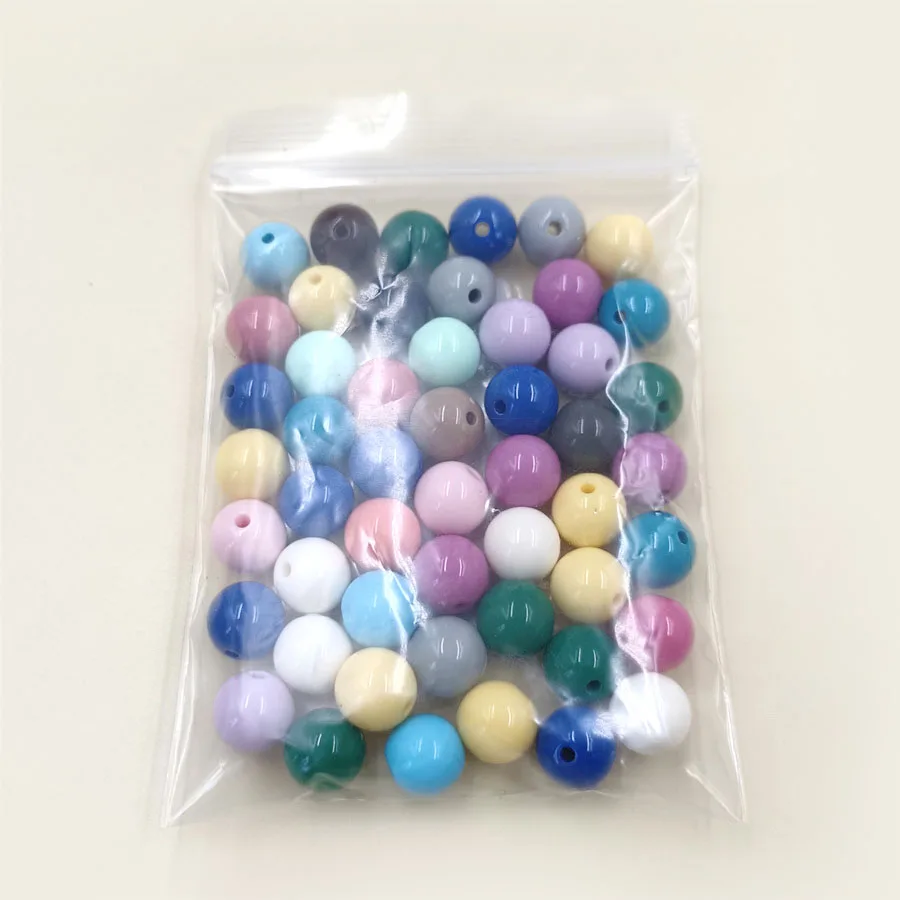 50PCS 10mm Round Solid Color Opaque Loose Beads Multicolor DIY Jewelry Making Material Wholesale