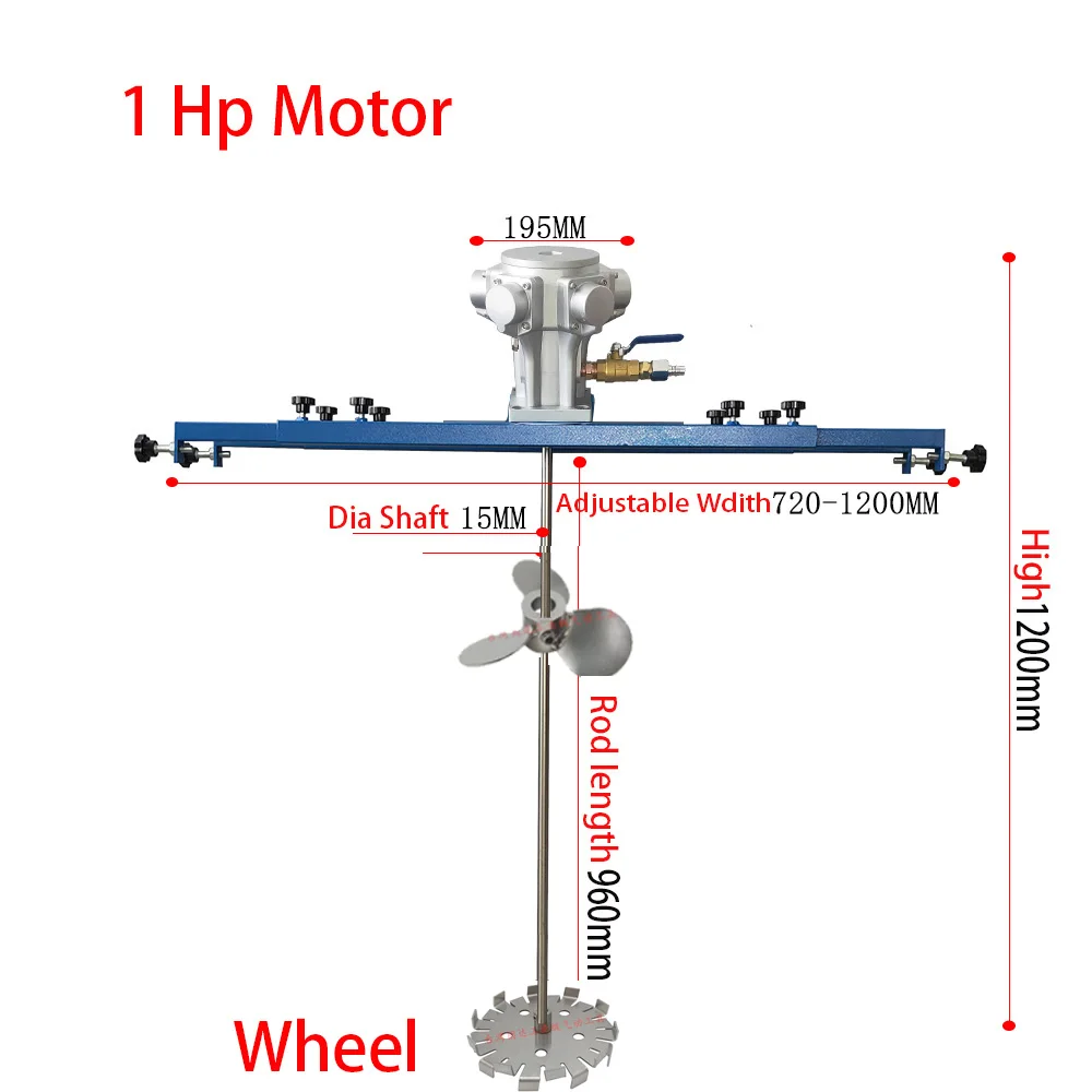 Wheel Leaf 250 Gallons Cross Beam Plate IBC Ton Barrel Pneumatic Blender Petroleum Chemical Paint Clamp  Big Capacity Mixer