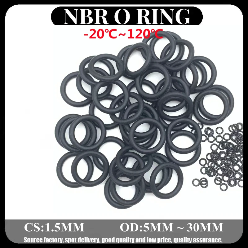 

20pcs Pressure and Oil Resistant Pneumatic NBR O Ring Hydraulic Seal Gasket Ring Nitrile 80 Degree OD 5mm ~ 30mm CS 1.5mm Washer
