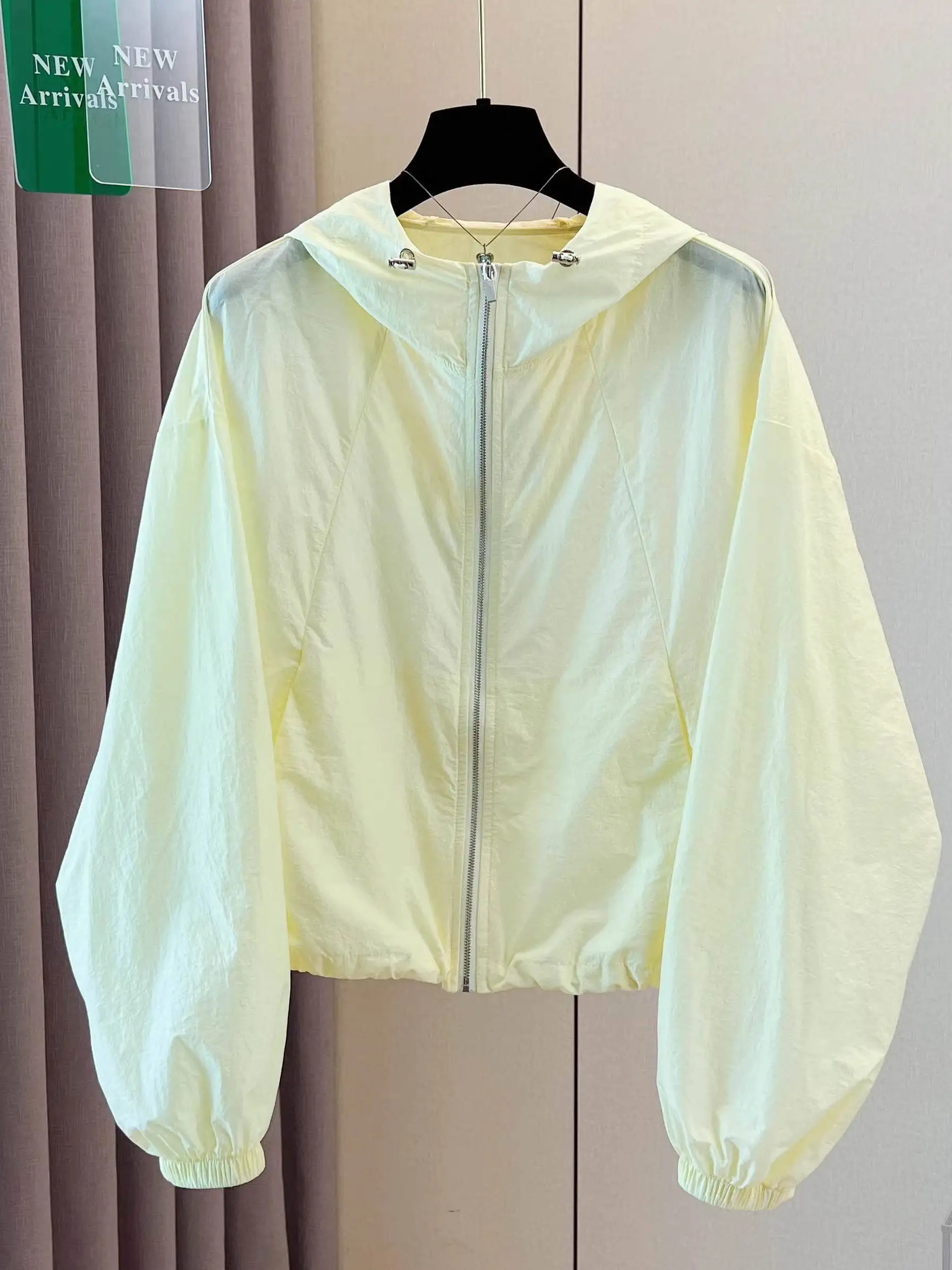 Candy Colored Women's Light Weight Open Cardigan UV Protection Coat Purple Summer Hat Included Small Size Short Outerwear
