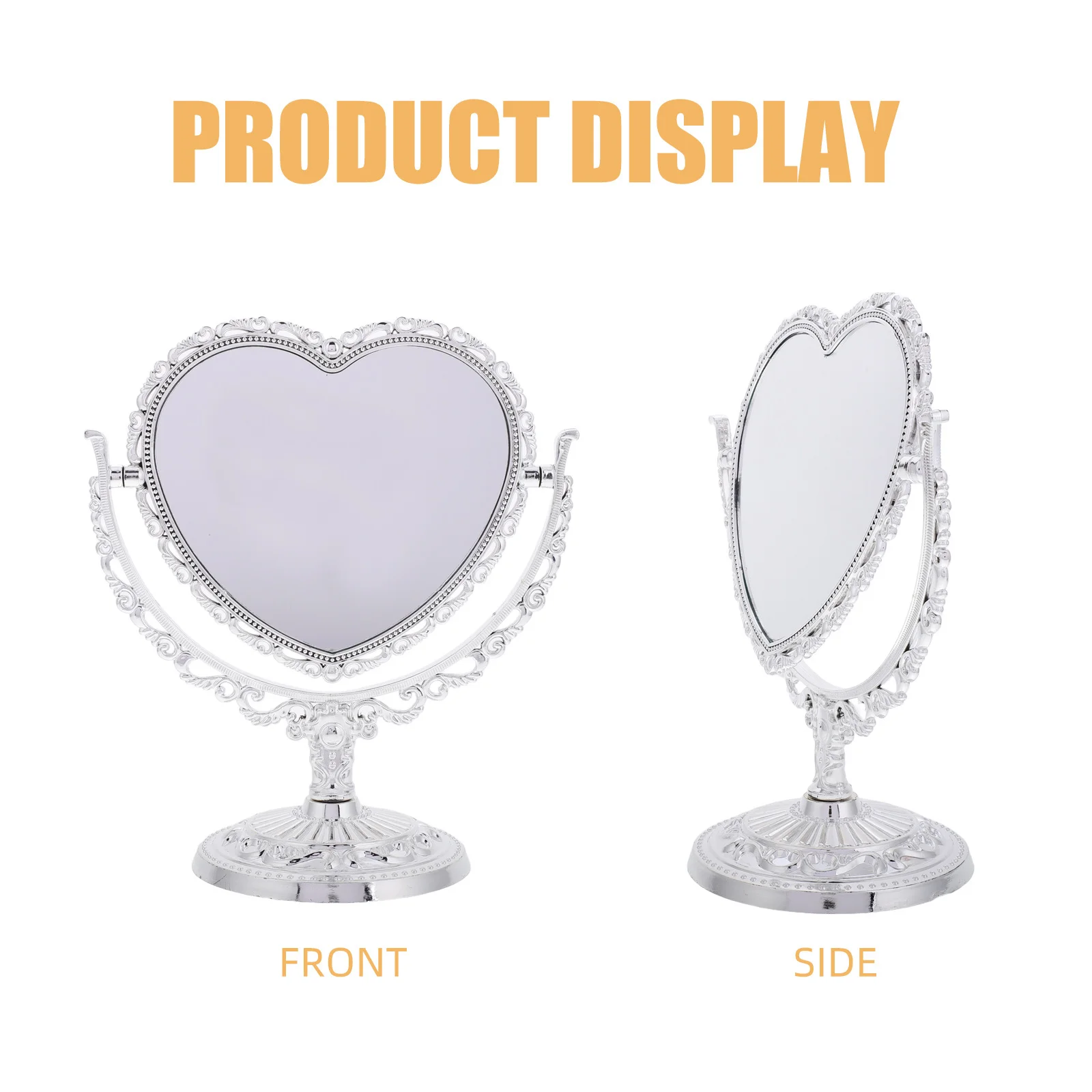 مرآة مكياج لطيفة على شكل قلب بتصميم عتيق انعكاس عالي الوضوح مثالي لديكور طاولة غرفة النوم #3
