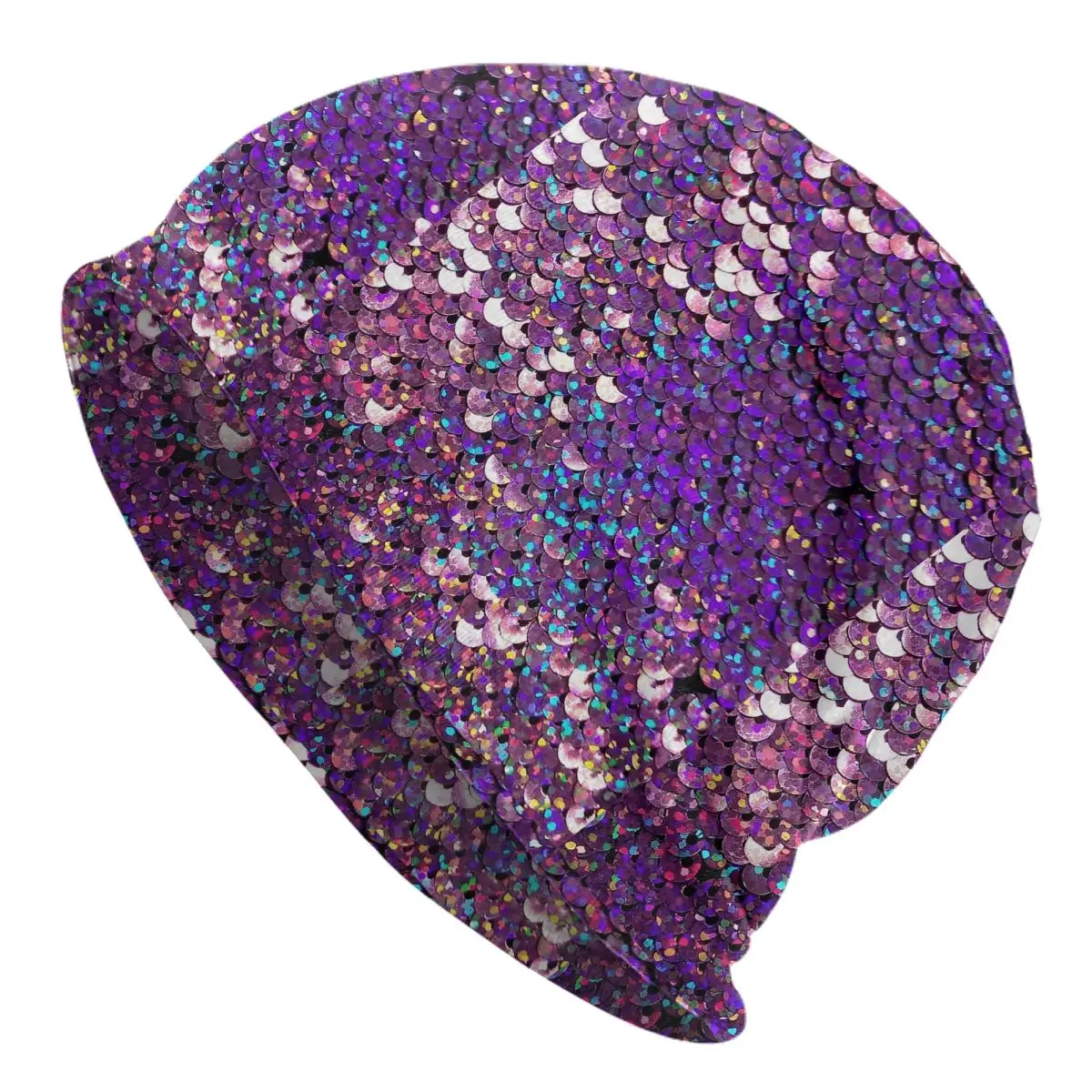 Brilliant Purple Sequins Men Women Adult Beanies Caps Knitting Bonnet Hat Warm Fashion Autumn Winter Outdoor Skullies Hats