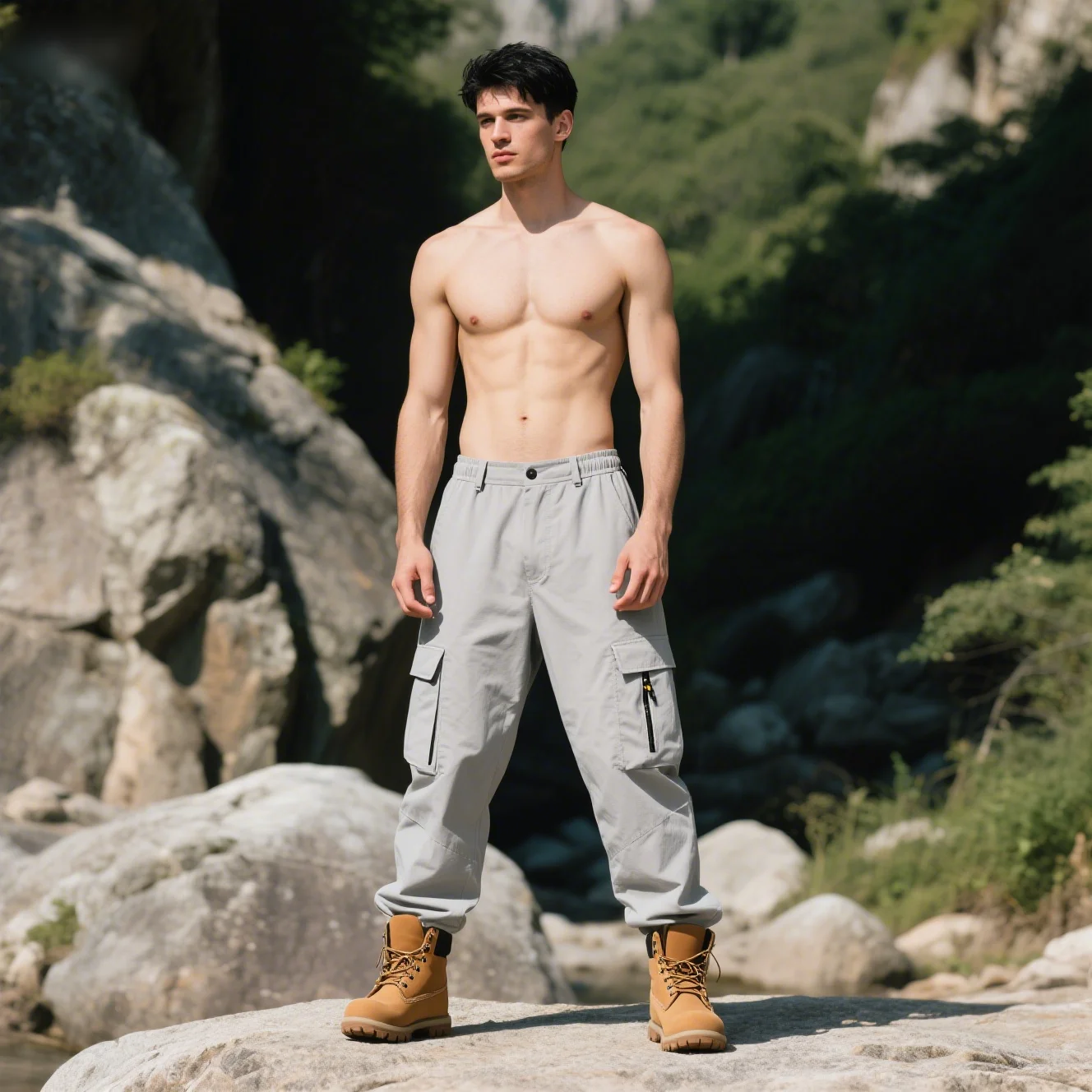 

Весенне-летняя модная повседневная мужская уличная одежда, однотонные рабочие брюки с несколькими карманами, мужские спортивные штаны с эластичной резинкой на талии и широкими штанинами